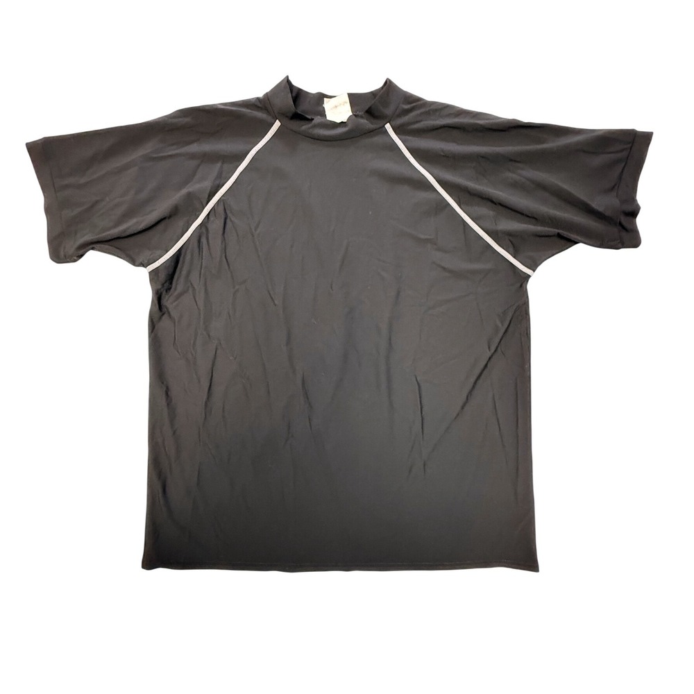 SunGear Mens Rash Guard Short Sleeve Swim Shirt Black XXXL Raglan Mock Neck